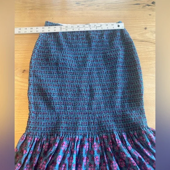J. Crew Blue Smocked Bubble Midi Skirt - Picture 4 of 9